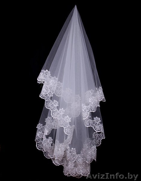 Фата новая, белого цвета, нежная и красивая, с кружевом по краю, среднего разме - Изображение #1, Объявление #1090174